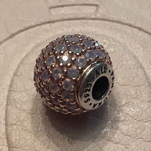 Authentic Retired Pandora Essence Rose Gold LOVE Opalescent Crystal Charm RARE